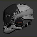 Tactical Weapon Helmet With Black Gray Design And White Symbols Metallic Texture