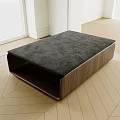 Modern Ottoman With Black Upholstered Cushion And Walnut Wooden Frame In Living Space