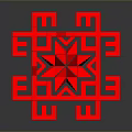 Abstract Red Geometric Sculpture With Intricate 3D Design And Modern Art Elements
