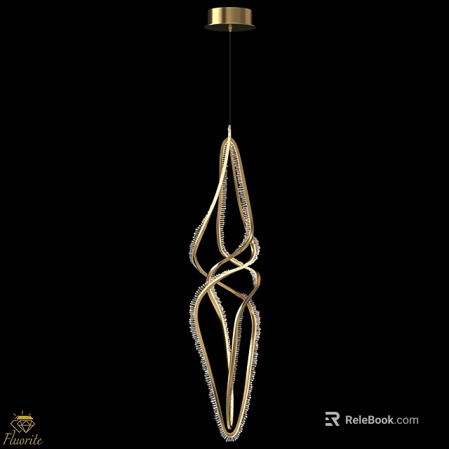 Modern Gold Chandelier With Unique Curved Lines And Crystal Accents 3d model 
