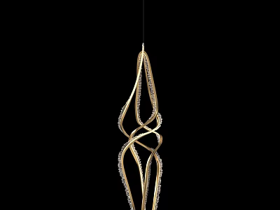 Modern Gold Chandelier With Unique Curved Lines And Crystal Accents 3d model