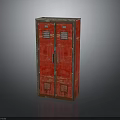 Red Distressed Double Door Vintage Industrial Locker Furniture With Metal Finish