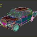 Vintage Blue Car With Red Rust On Roof And Classic Design Details