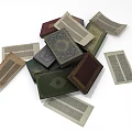 Stacked Vintage Books And Magazine Pages With Decorative Covers Various Colors Classic Patterns