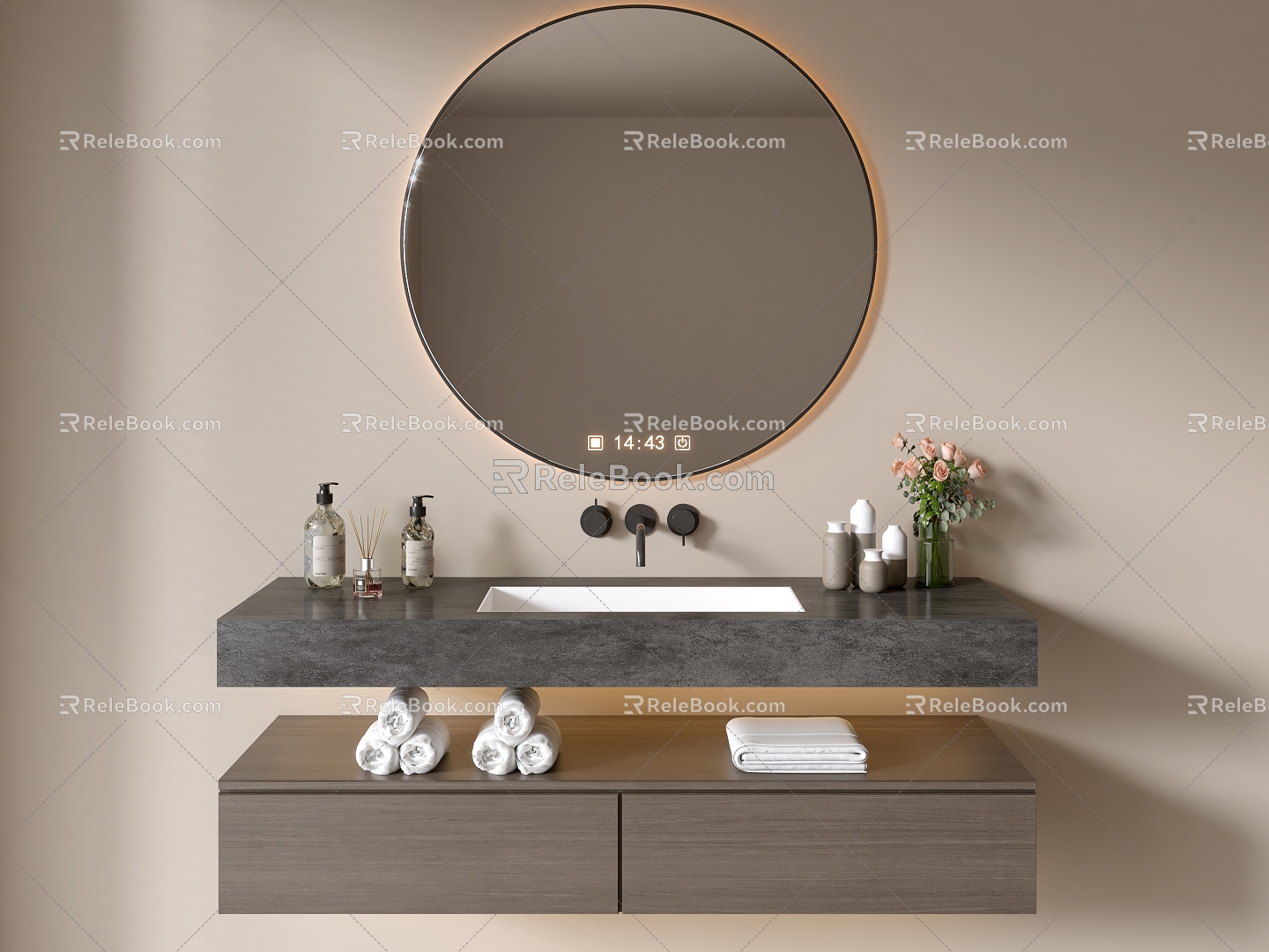 Modern Bathroom Cabinet Bathroom Counter Basin Bathroom Ornaments Mirror Cabinet Sink 3d model