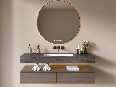 Modern Bathroom Cabinet Bathroom Counter Basin Bathroom Ornaments Mirror Cabinet Sink 3d model