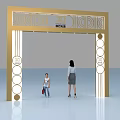 Golden Activity Gateway With Geometric Patterns And Circular Ornaments For Events