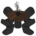 Dining table and chair combination round table 3d model