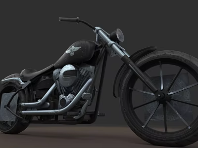 Classic Vintage Motorcycle With Black Leather Seat Chrome Exhaust And Large Wheels 3d model