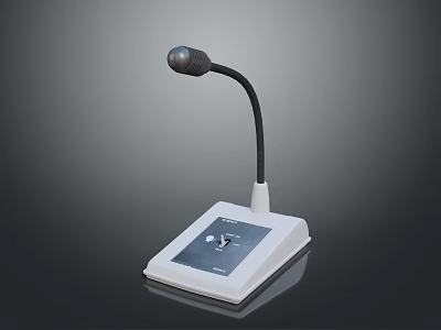 Professional Microphone Device With White Base And Flexible Black Arm Control Panel 3d model