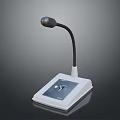 Professional Microphone Device With White Base And Flexible Black Arm Control Panel 3d model