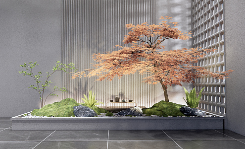 Japanese Landscape Sketch Courtyard Landscape Sketch 3d model