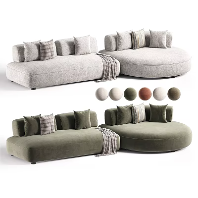 Modern Sectional Sofa With Decorative Pillows Throw Blanket And Color Options 3d model