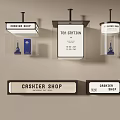 Road Facilities With Directional Signs For Cashier Shop Tea Station And Coffee Shop
