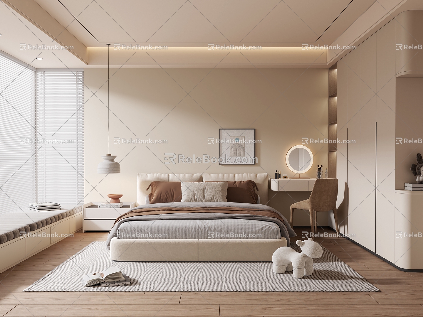 Modern Bedroom Cream Furniture Bedroom 3d model