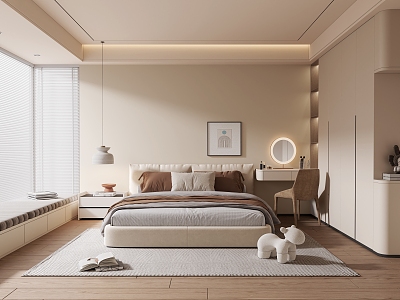 Modern Bedroom Cream Furniture Bedroom 3d model