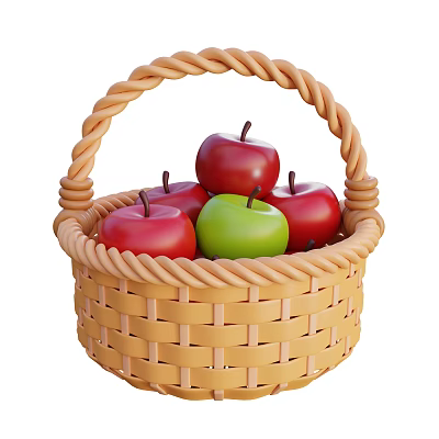 Fresh Red and Green Apples in a Wicker Basket for Healthy Daily Snacks 3d model Fresh Red and Green Apples in a Wicker Basket for Healthy Daily Snacks 3d model