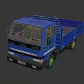 Blue Light Duty Cargo Truck With Open Bed And Dusty Exterior