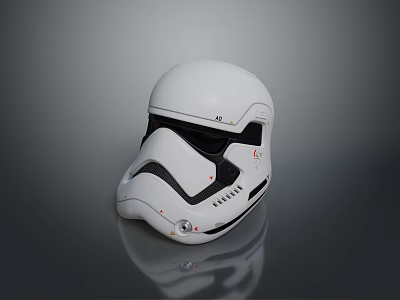 Weapon Accessory White Stormtrooper Helmet Featuring Black Visor and Detailed Design 3d model