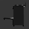 Black Gas Stove Oven Appliance With Open Door Multiple Burners And Grill Rack