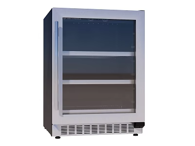 Stainless Steel Wine Cooler with Glass Door and Three Shelves Vented Base 3d model