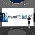 Modern Exhibition Hall With Large Dynamic Screen Model Display And Information Charts 3d model