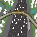Modern Overpass Network Hongjing Bridge Special-shaped Steel Structure Bridge Arch Bridge Curved Flow Line Air Plank Road Special-shaped Railing Guardrail 3d model