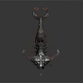 Game Movie Character Mechanical Flaming Mythical Creature With Glowing Orange Red Accents And Spiked Armor