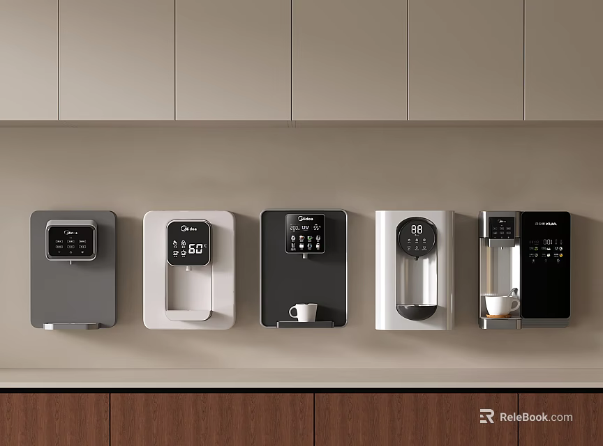 Modern Kitchen Wall Mounted Home Appliances With Coffee Maker And Water Dispenser 3d model 