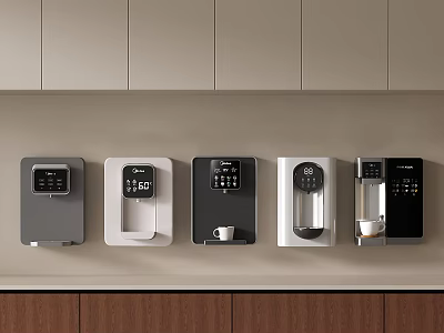 Modern Kitchen Wall Mounted Home Appliances With Coffee Maker And Water Dispenser 3d model