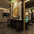 Modern Luxury Jewelry Store Interior Design With Display Counters And Chandeliers 3d model