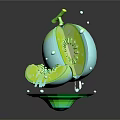 Fresh Sliced Green Kiwi on Plate with Juice Splatter and Droplets