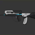 Modern Futuristic Gun With White Black Blue Accent Handle And Barrel Design 3d model