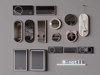 Minotli Bathroom Mirrors with Various Shapes Decorative Designs and Modern Frames 3d model