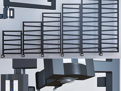 Modern Bathroom Accessories Black Metal Wall Mounted Towel Racks with Storage Layers 3d model