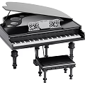 Elegant Musical Instruments Black Grand Piano with Carved Design and Matching Stool