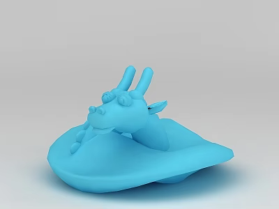 Futuristic Tech Exhibition Hall Showcasing Blue Dragon Shaped 3D Model Sculpture 3d model