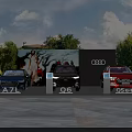 Modern Road Facilities With EV Charging Stations For Audi Vehicles In Green Area