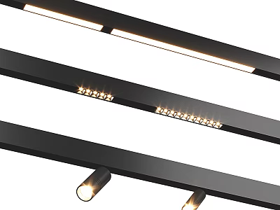 Modern LED Downlights And Spotlights With Sleek Black Frame Ceiling Lighting Design 3d model