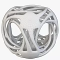 Modern Abstract Orange Ornamental Decor Piece With Circular Ring Design And Smooth Shiny Surface