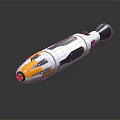 Futuristic White and Yellow Weapon with Red Front Tip and Silver Tail Streamlined Design