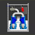 Industrial Mechanical Equipment With Metal Frame Pipes Blue Components And Control System