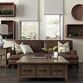 American double sofa combination 3d model