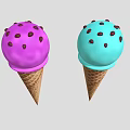 Two Delicious Purple And Blue Ice Cream Cones Topped With Chocolate Chips