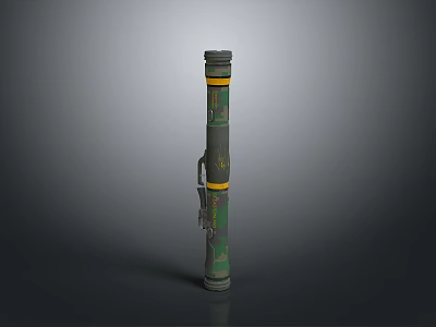 Green Military Missile Weapon With Yellow Stripes And Tactical Design 3d model
