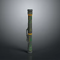 Green Military Missile Weapon With Yellow Stripes And Tactical Design