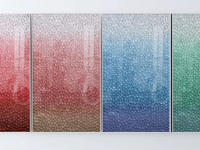 Gradient Abstract Wall Art With Textured Surface In Red Brown Blue Green Tones 3d model