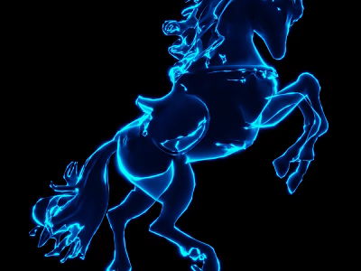 Blue Illuminated Horse Shaped Decorative Ornament Set With Dynamic Pose 3d model