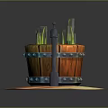 Wooden Barrel Water Feature With Faucet Lotus Flower And Aquatic Plants