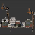 3D Industrial Construction Scene Model With Cranes Containers And Platform Structures